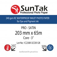 SunTak - RC Photo Paper -8" (203mm)* 65m - PRO - SATIN - 240gsm