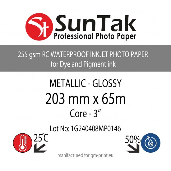 GLOSSY METALLIC - 8" (203mm)* 65m - 255gsm