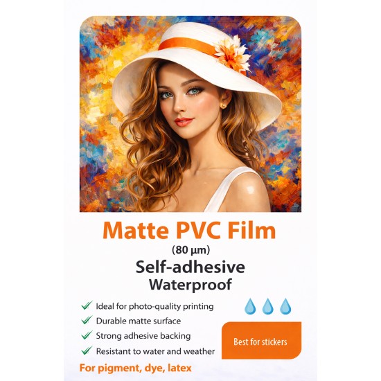  Matte PVC Film (80 μm) Self-adhesive Waterproof - A4 -50 листа